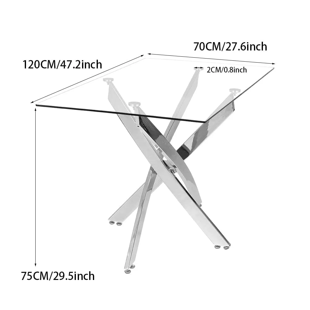 120cm Stylish Tempered Glass Dining Table