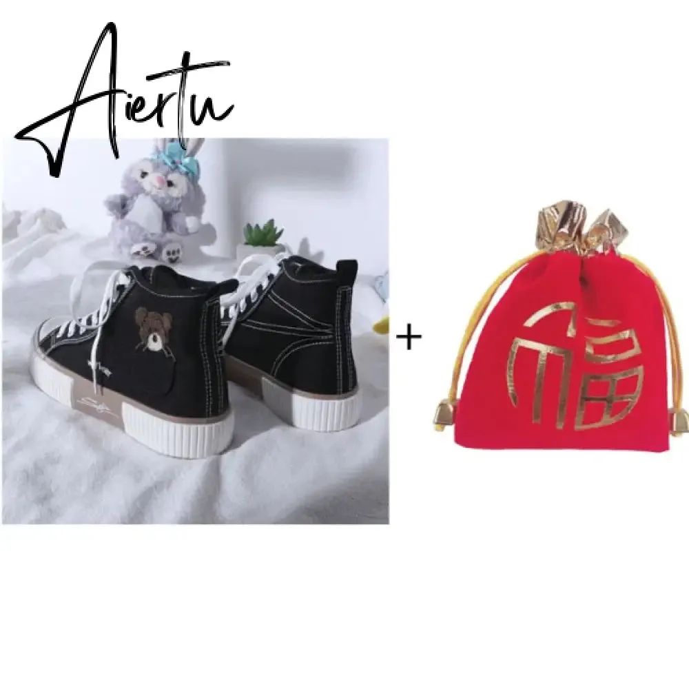 Aiertu Women's Sneakers Kawaii Shoes Sports Vulcanized High Top Flats Casual Fashion Bear Spring Cute Harajuku Canvas Dropshipping