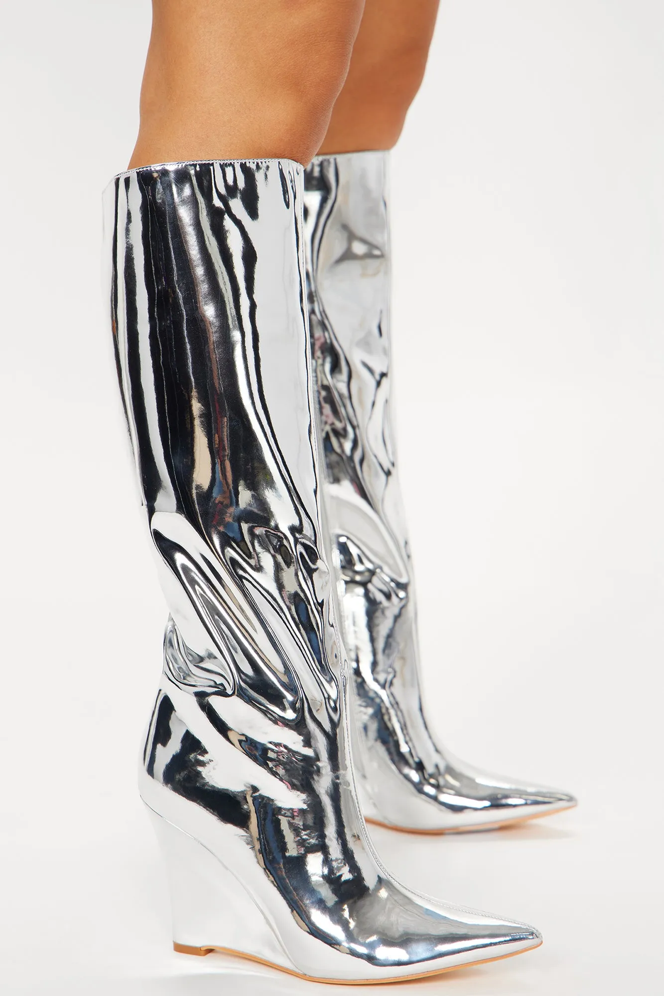 Analia Wedge Boots - Silver
