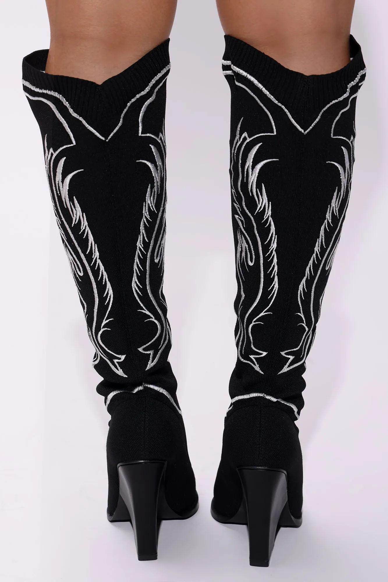 Bella Knee High Boots - Black/White