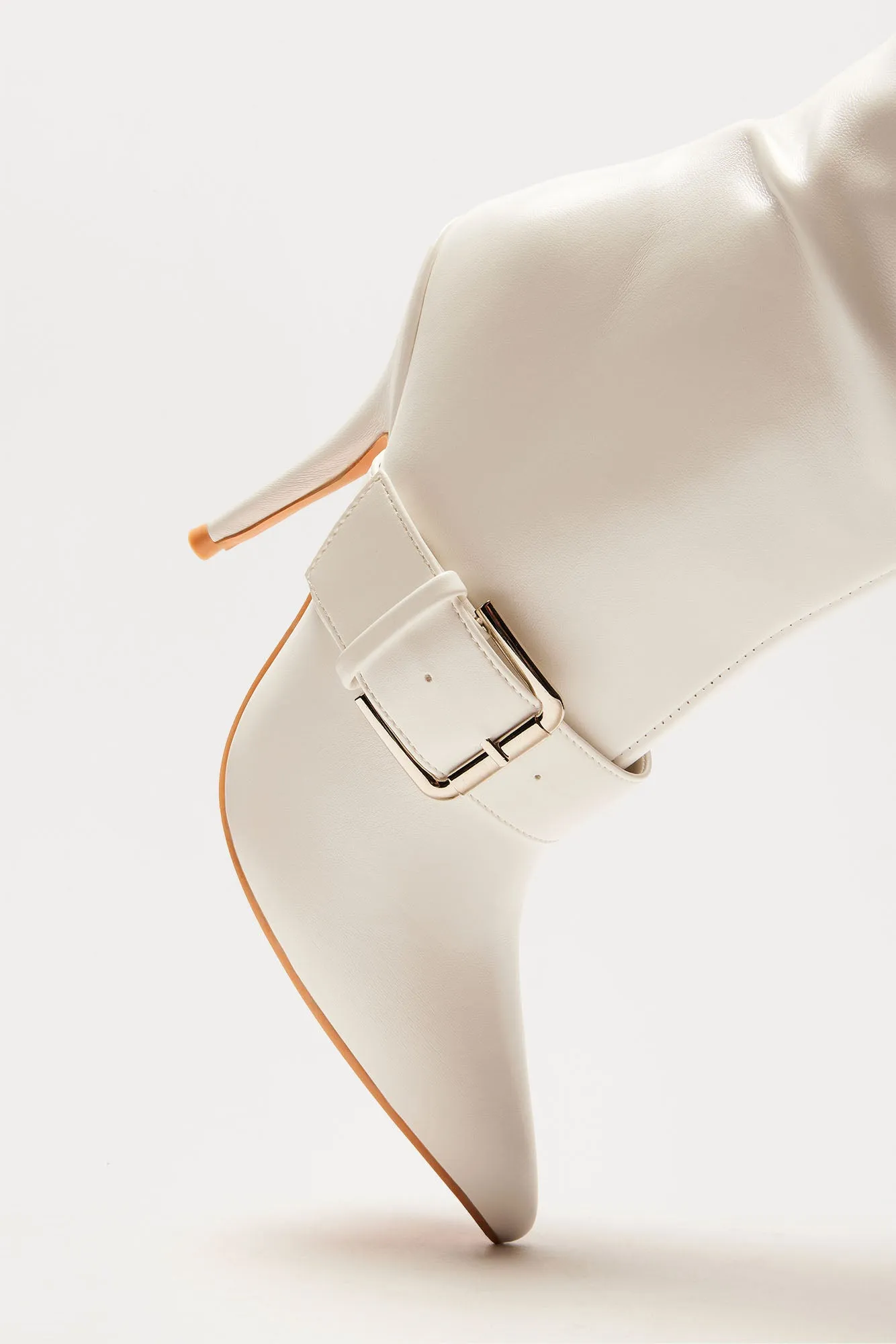 Berlin Buckle Knee High Boots - White