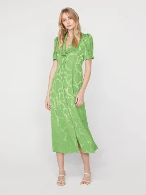 Bethany Green Chain Jacquard Tea Dress