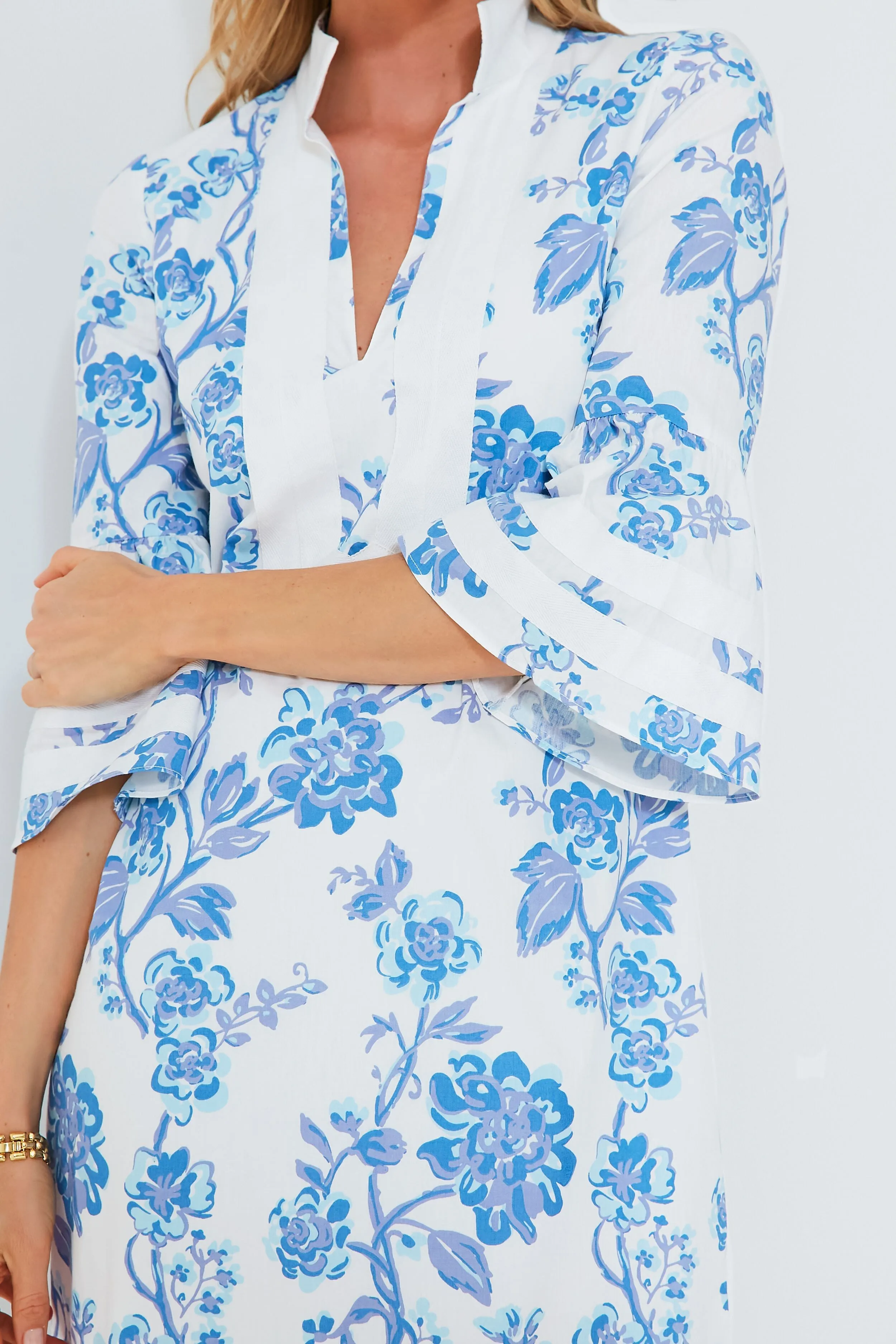 Blue Floral Kit Caftan Dress