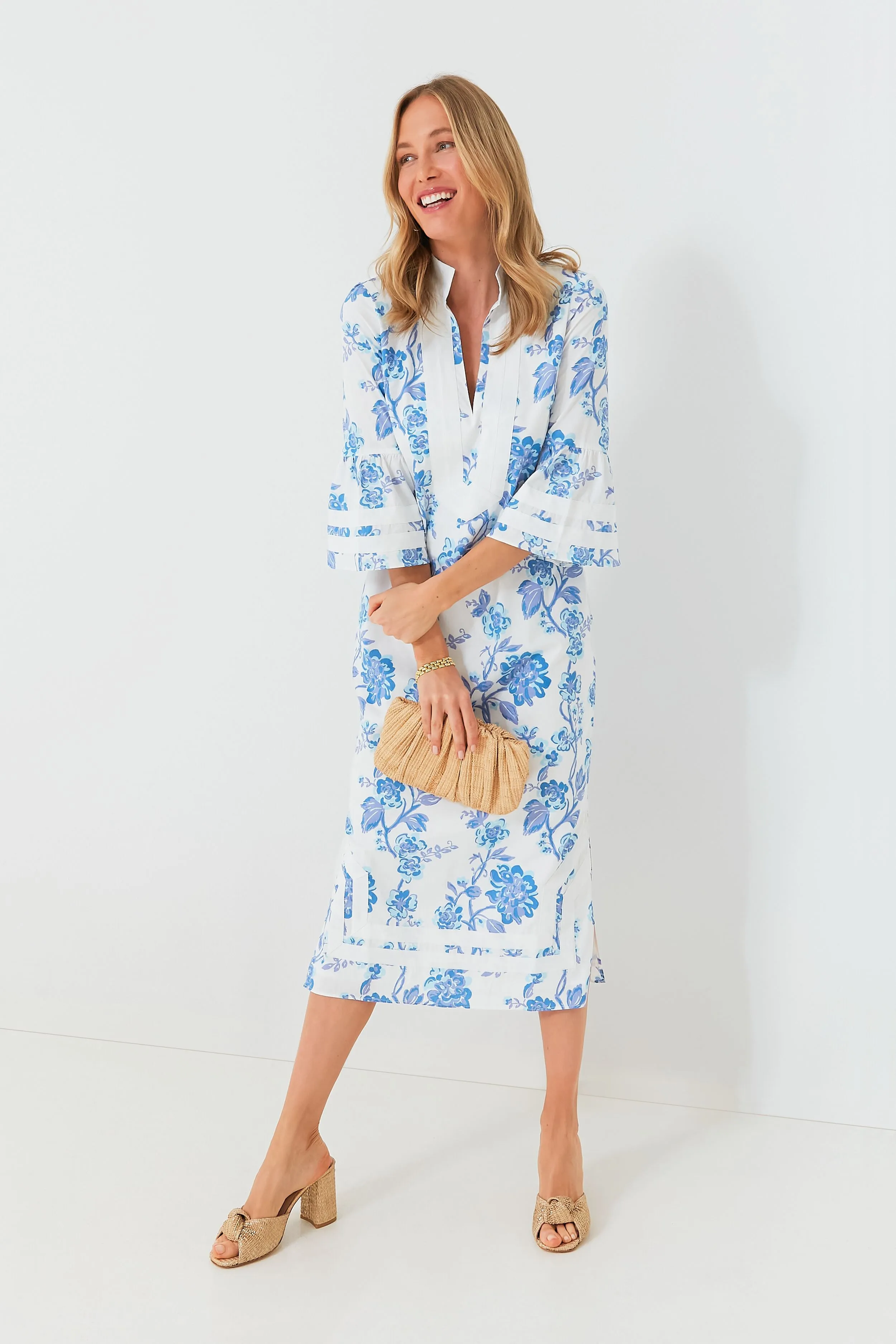 Blue Floral Kit Caftan Dress