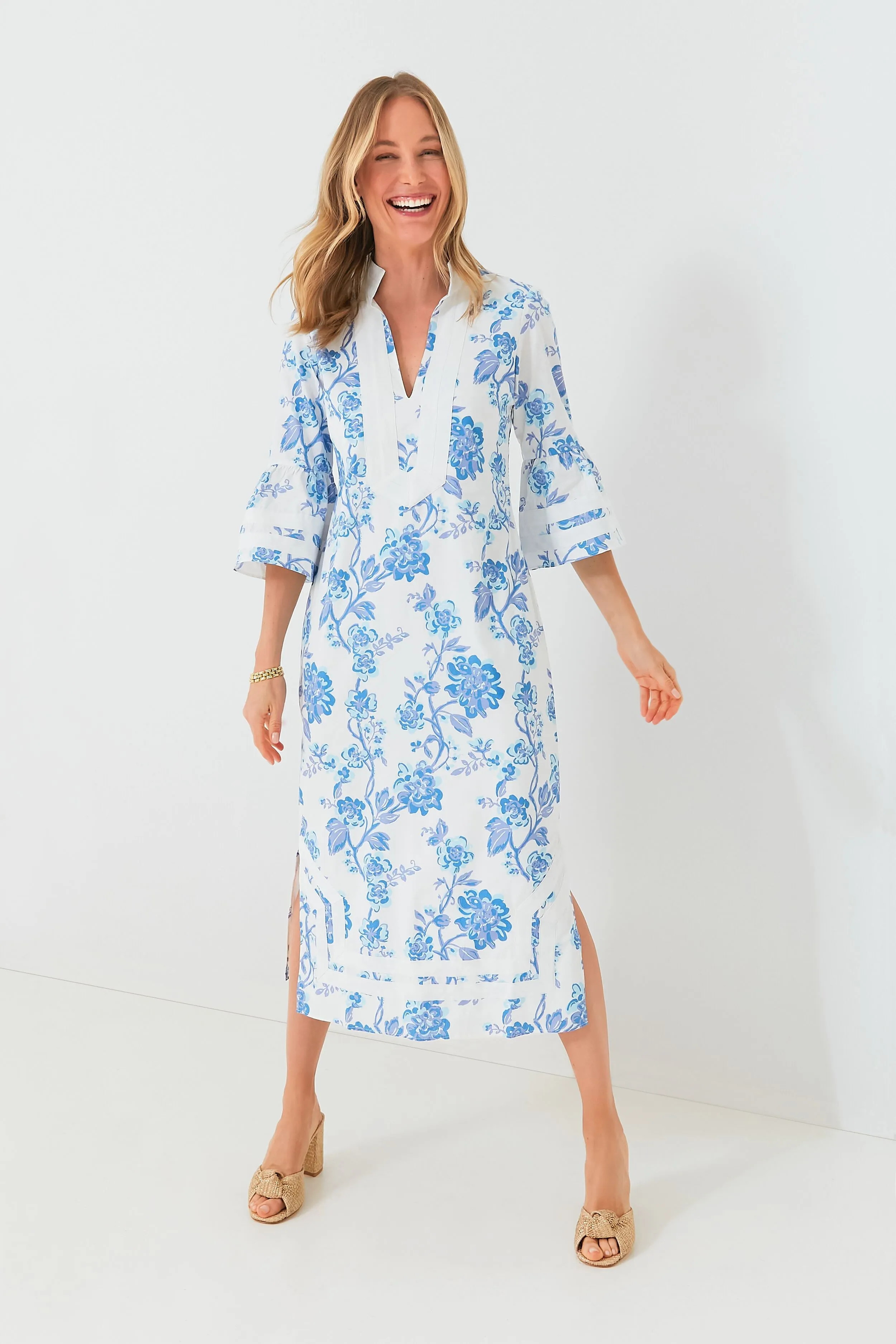 Blue Floral Kit Caftan Dress