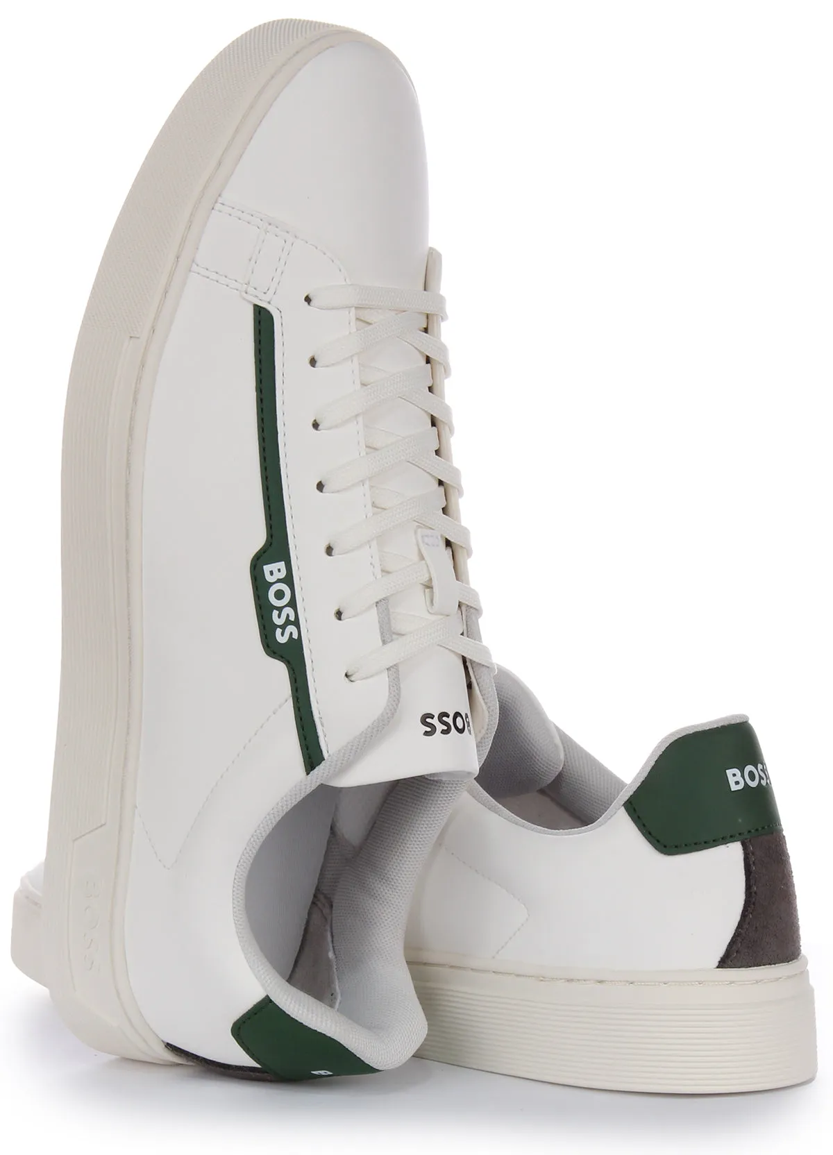Boss Rhys Tennis Pusdt In White Green For Men