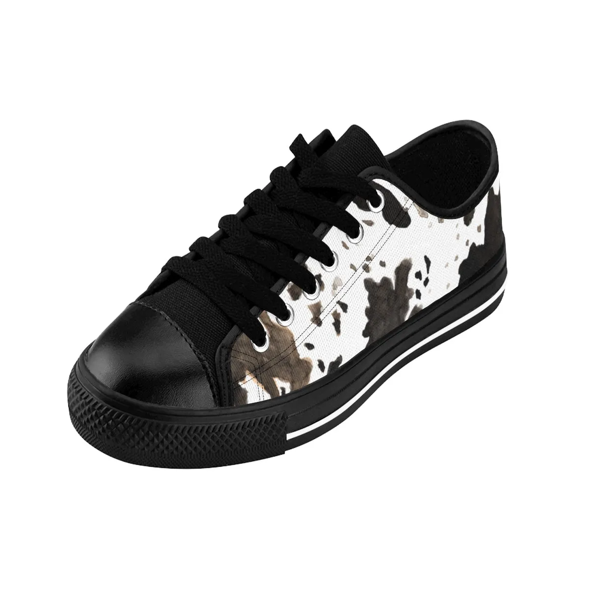 Cow Print Ladies Tennis Shoes, Brown Durable & Lightweight Women's Low Top Sneakers