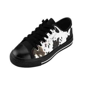 Cow Print Ladies Tennis Shoes, Brown Durable & Lightweight Women's Low Top Sneakers