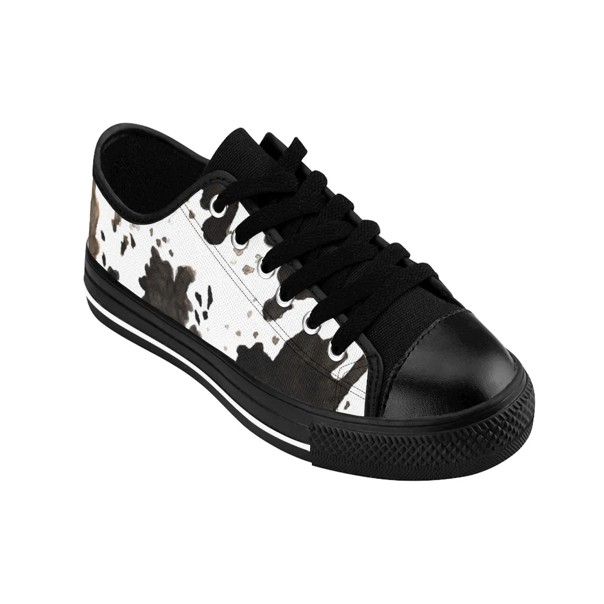Cow Print Ladies Tennis Shoes, Brown Durable & Lightweight Women's Low Top Sneakers