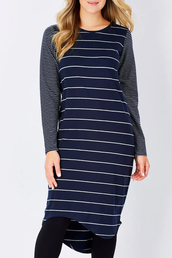 ELM (LN) Wedge L/S navy stripe dress! 10