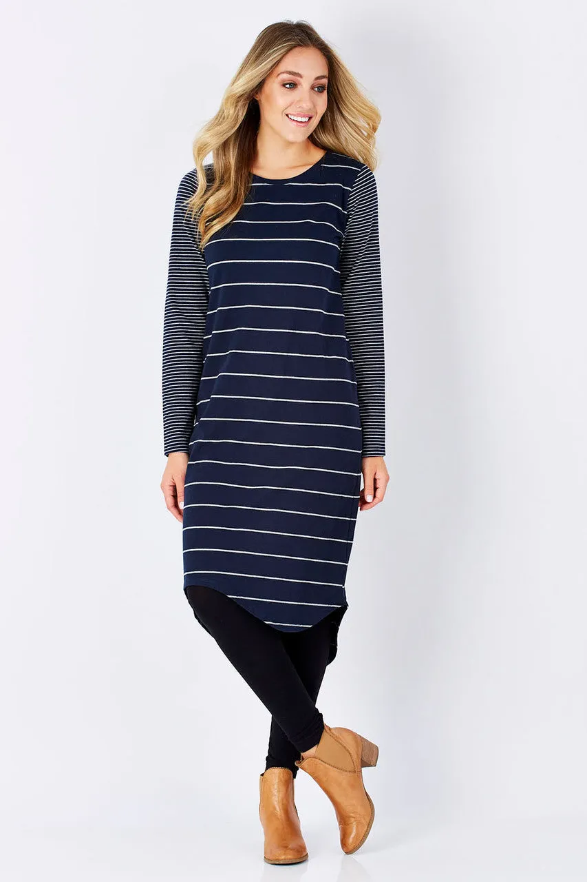 ELM (LN) Wedge L/S navy stripe dress! 10