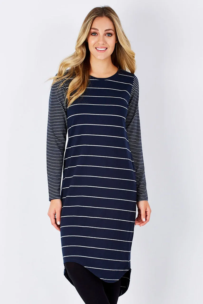 ELM (LN) Wedge L/S navy stripe dress! 10