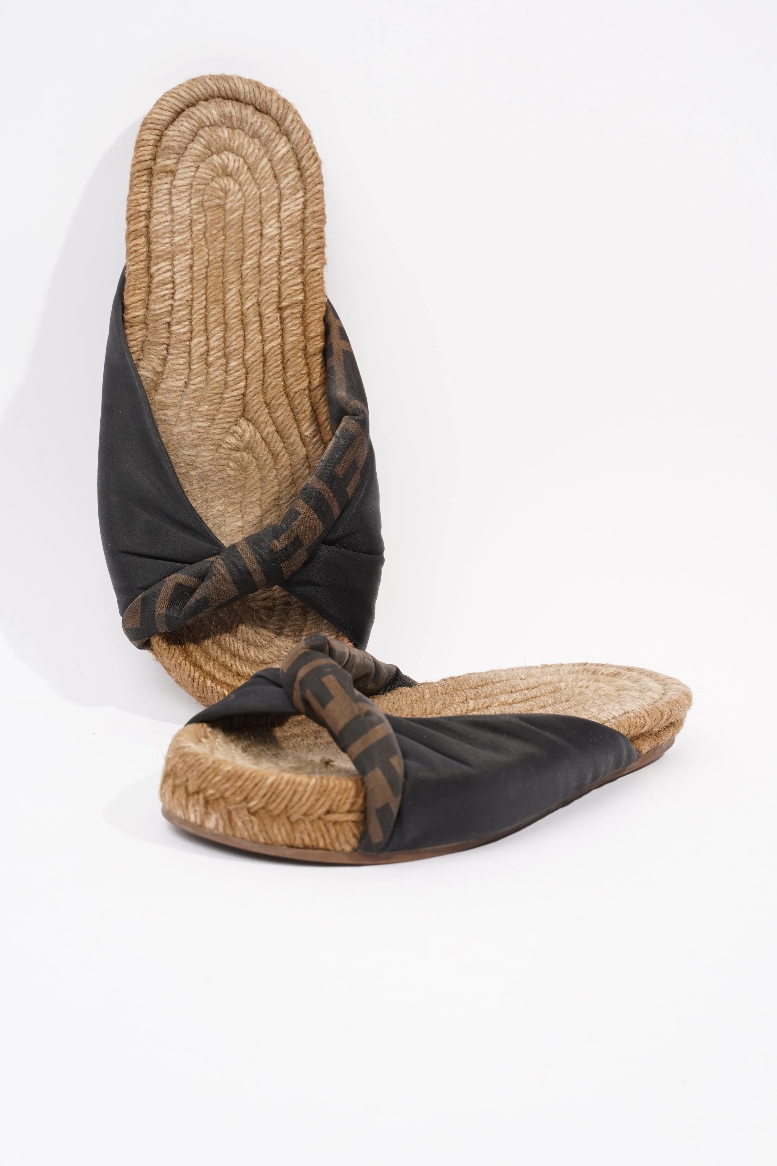Fendi Espadrilles Black / Brown Satin EU 36 UK 3