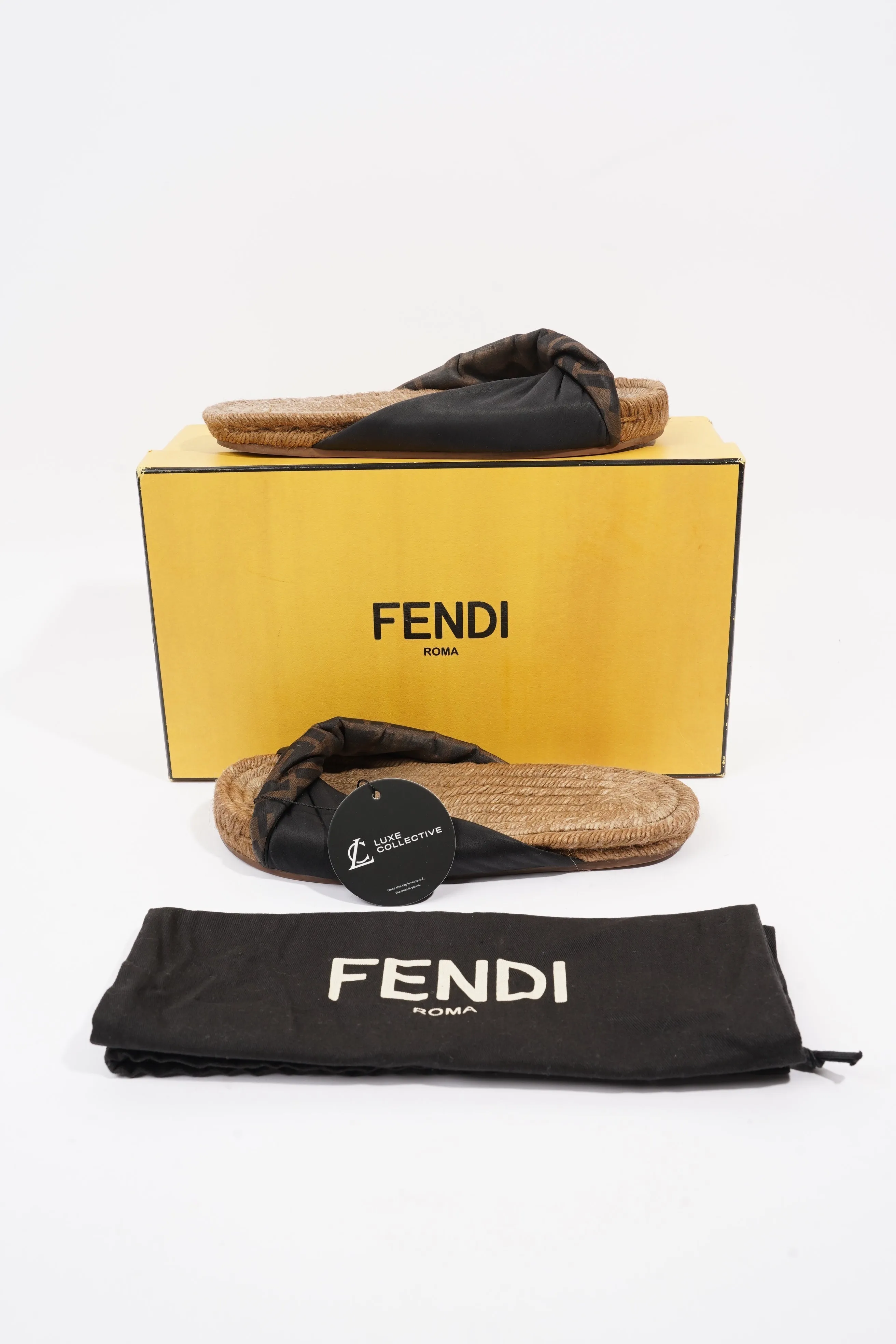 Fendi Espadrilles Black / Brown Satin EU 36 UK 3