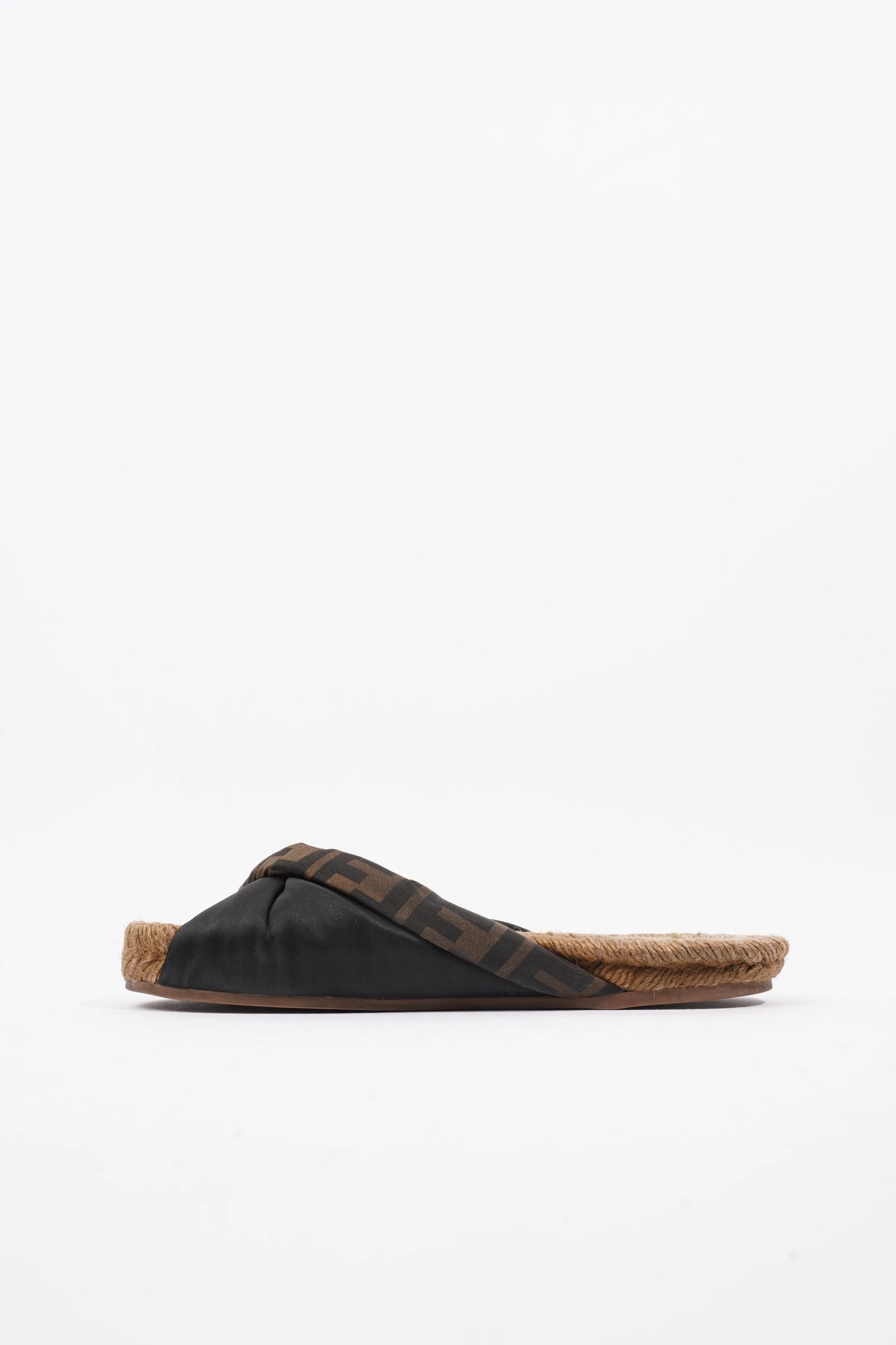 Fendi Espadrilles Black / Brown Satin EU 36 UK 3