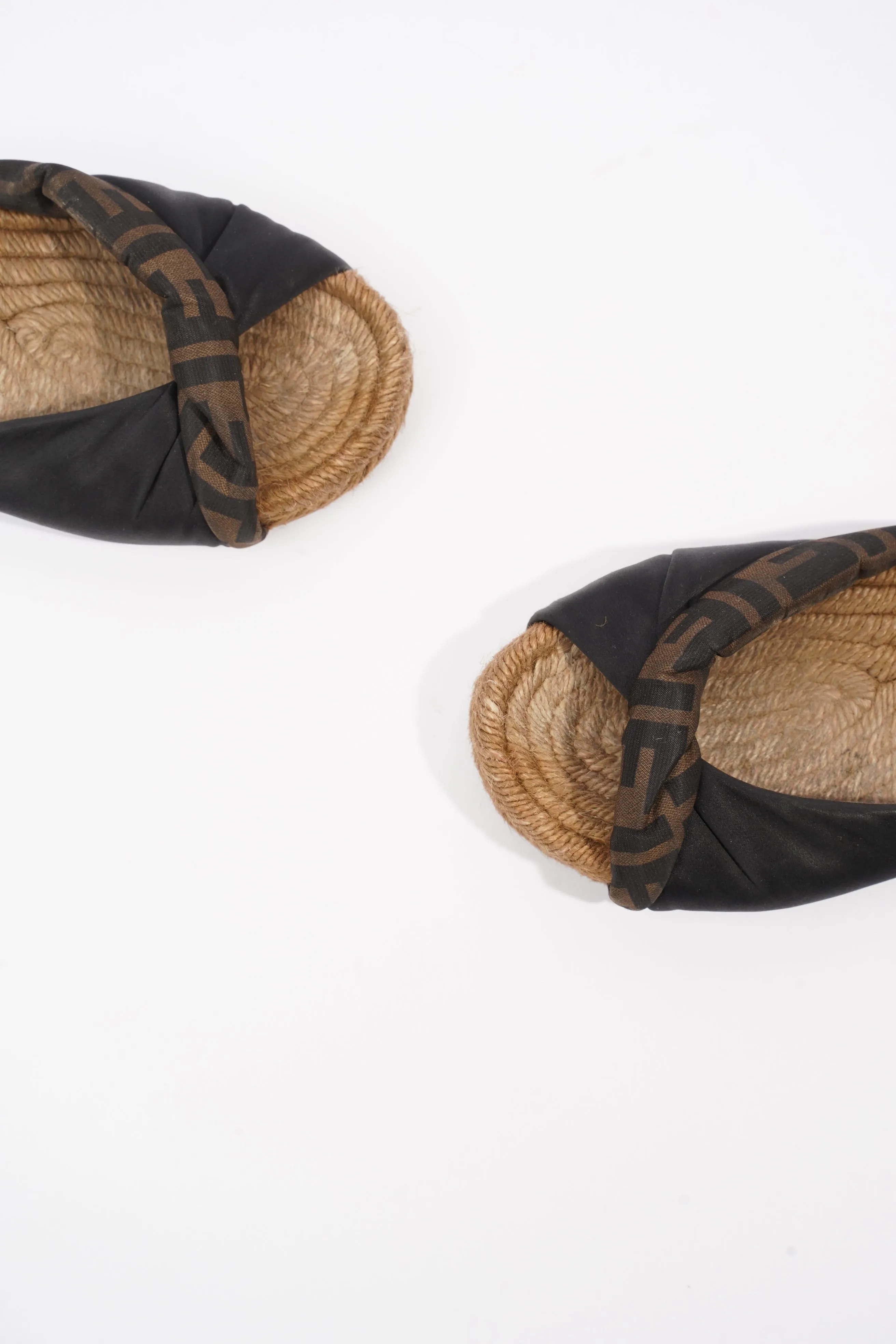 Fendi Espadrilles Black / Brown Satin EU 36 UK 3