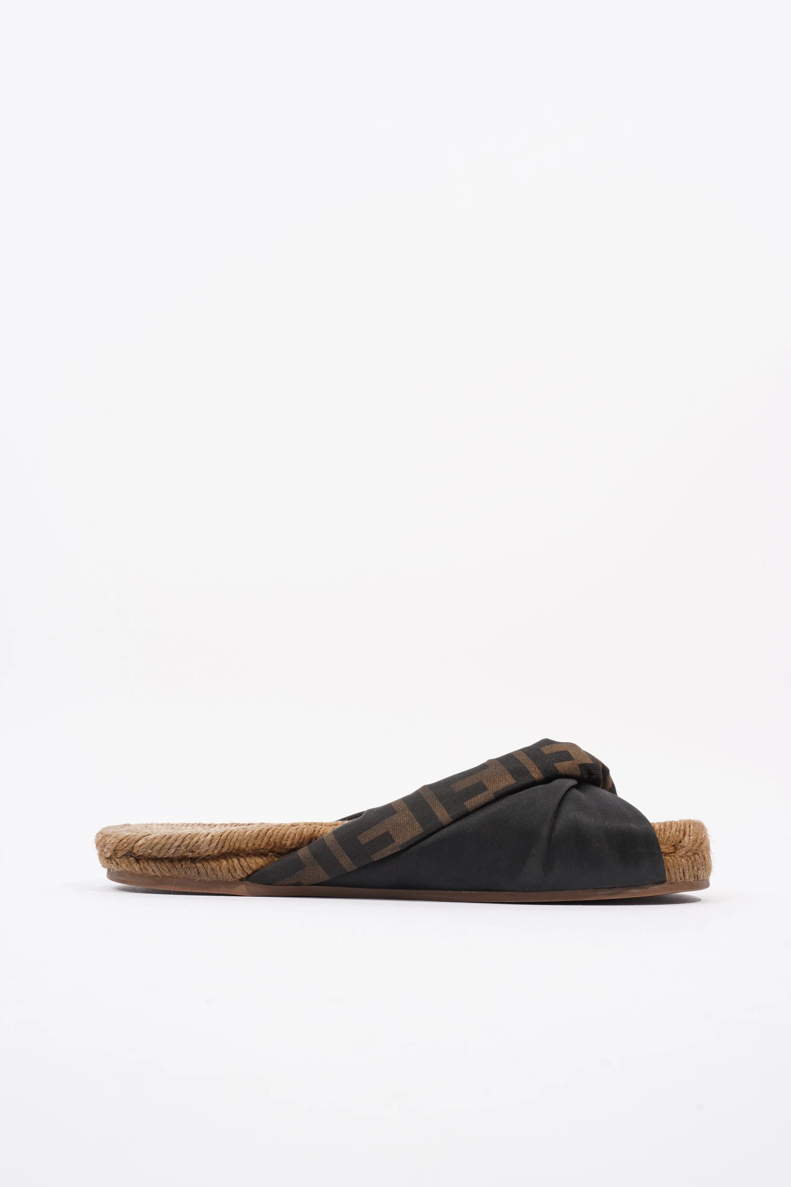 Fendi Espadrilles Black / Brown Satin EU 36 UK 3