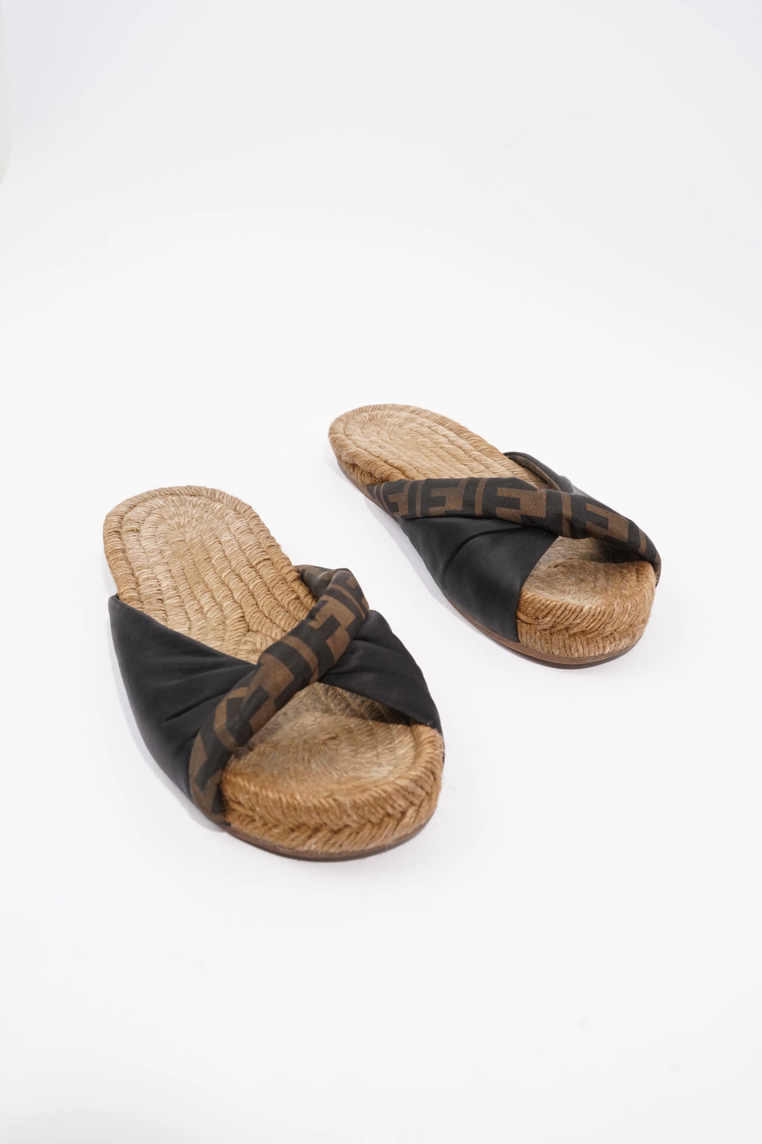 Fendi Espadrilles Black / Brown Satin EU 36 UK 3