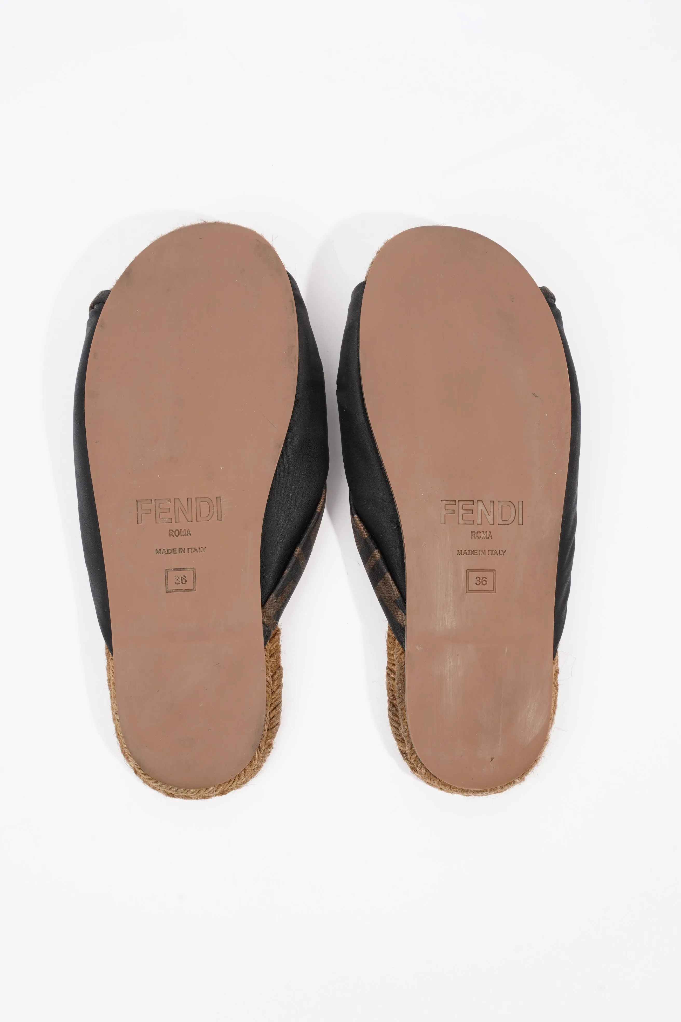 Fendi Espadrilles Black / Brown Satin EU 36 UK 3
