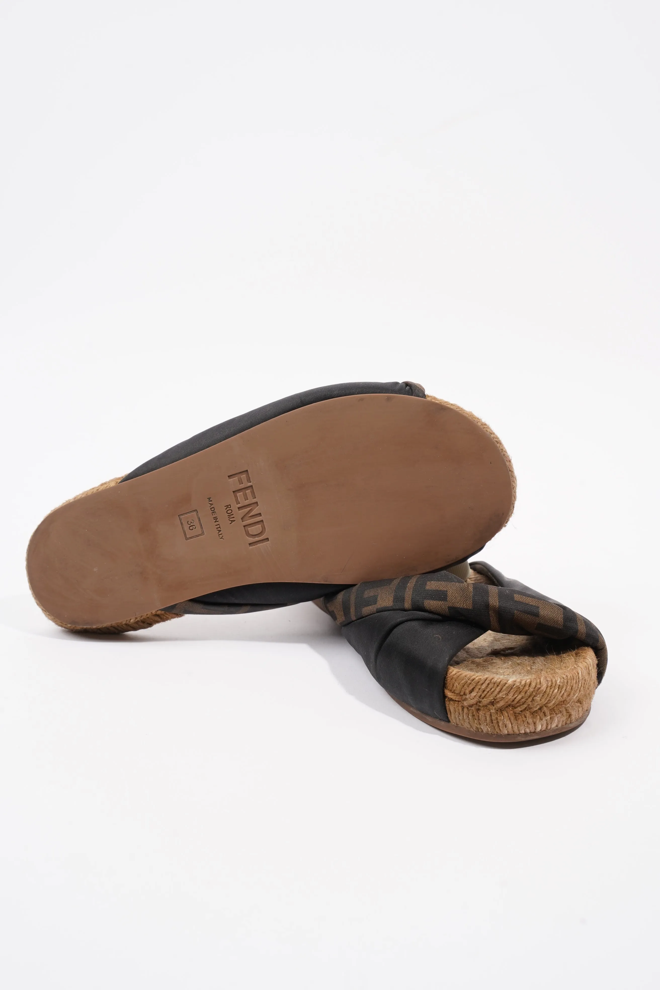 Fendi Espadrilles Black / Brown Satin EU 36 UK 3
