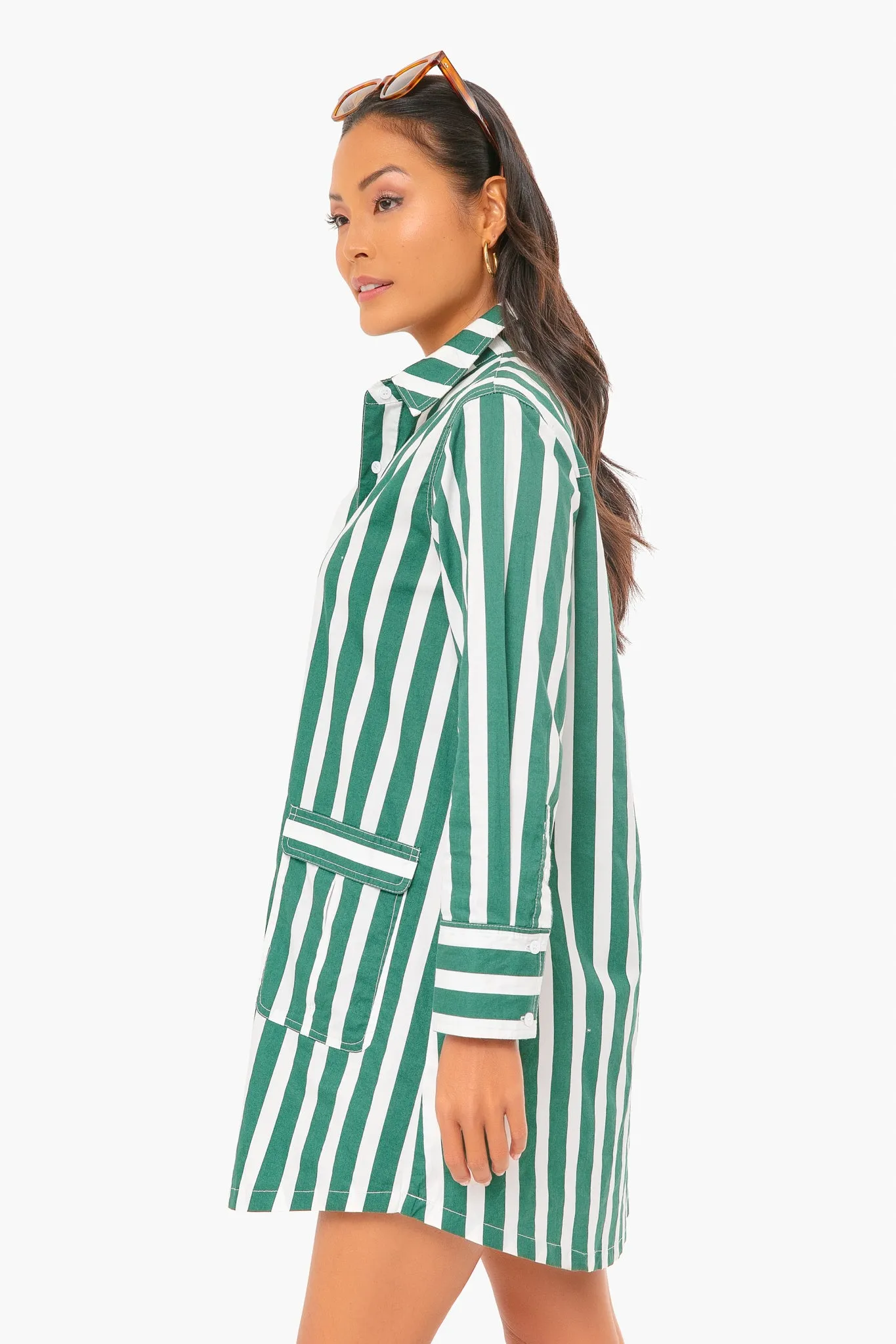 Forest Green Striped Bradley Dress