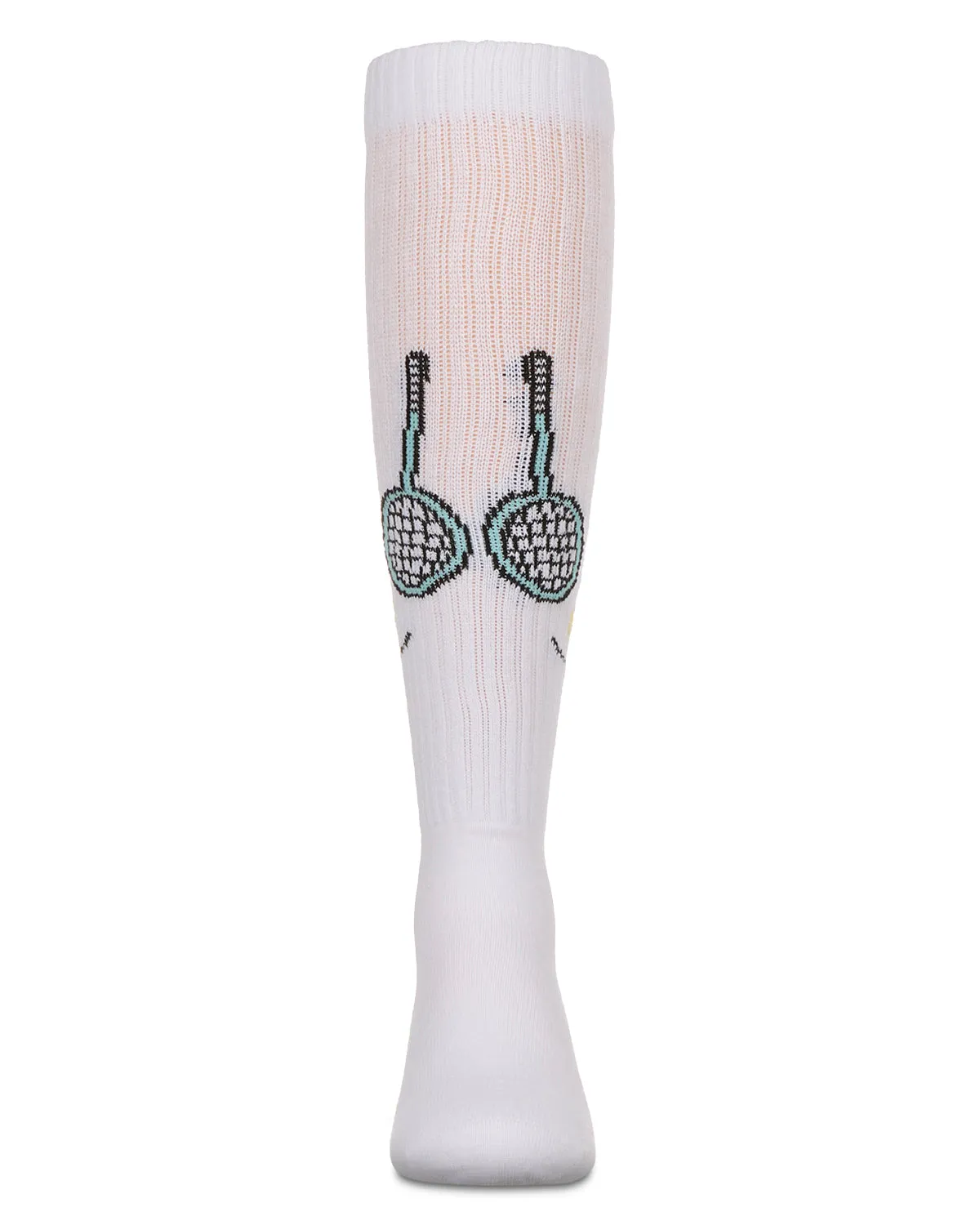 Girls Ribbed Stretch Cotton "Tennis Smiley Face" Knee Sock