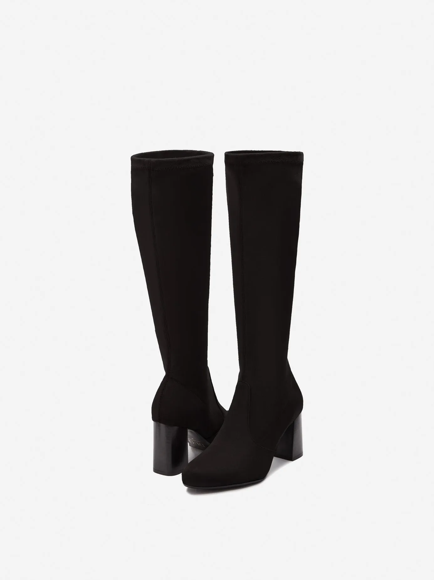 Harper Knee High Boots in Black Suedette
