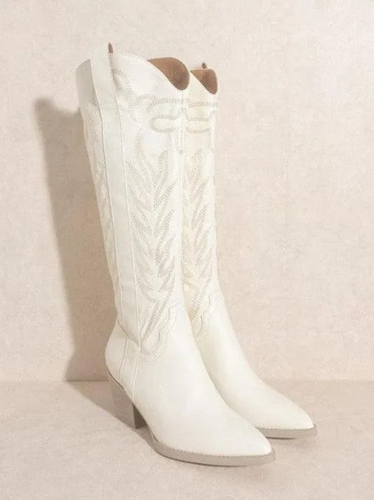 Hey Girl Hey Knee High White Boots