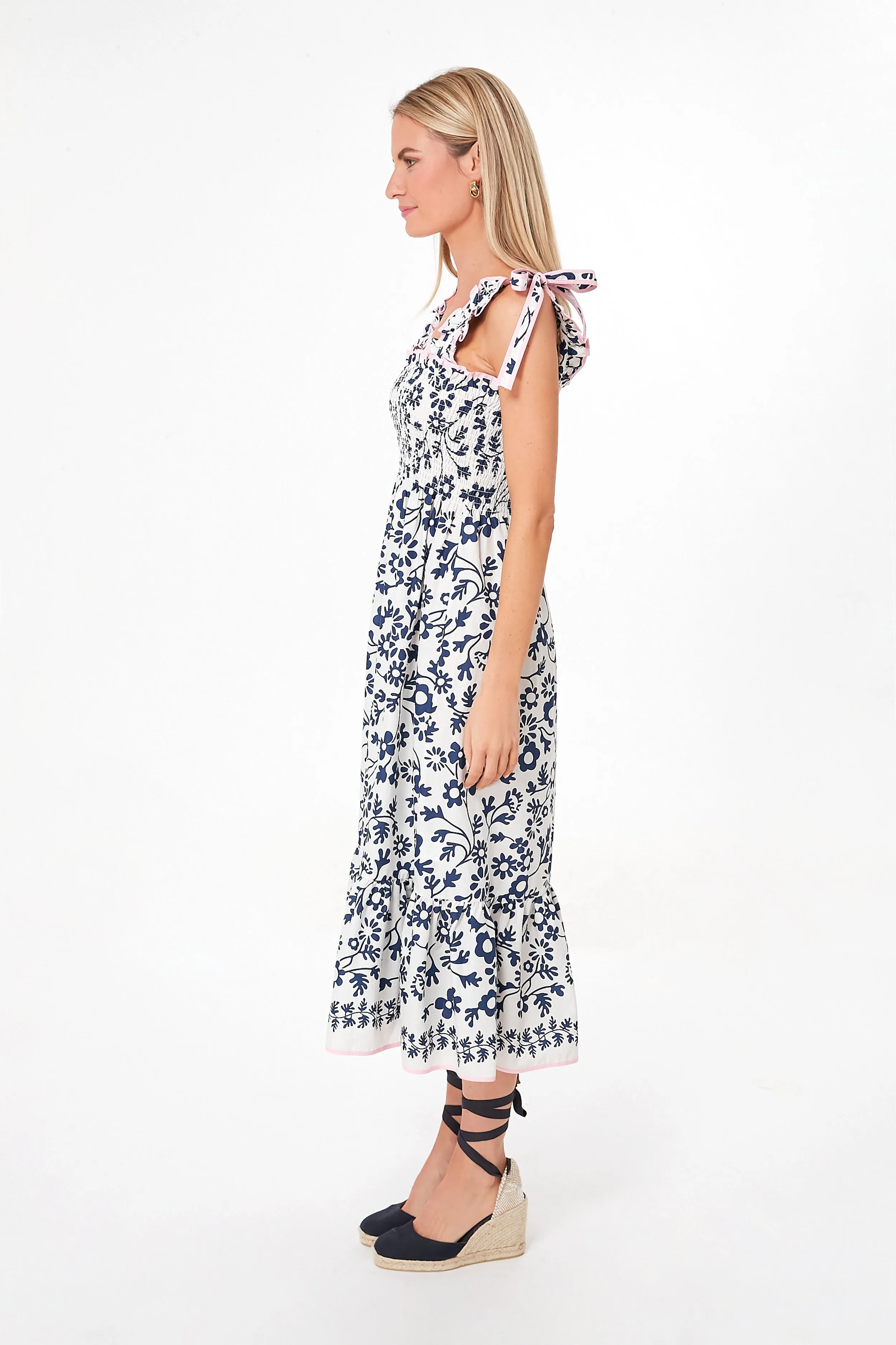 Indigo Daisy Bow Tie Midi Dress