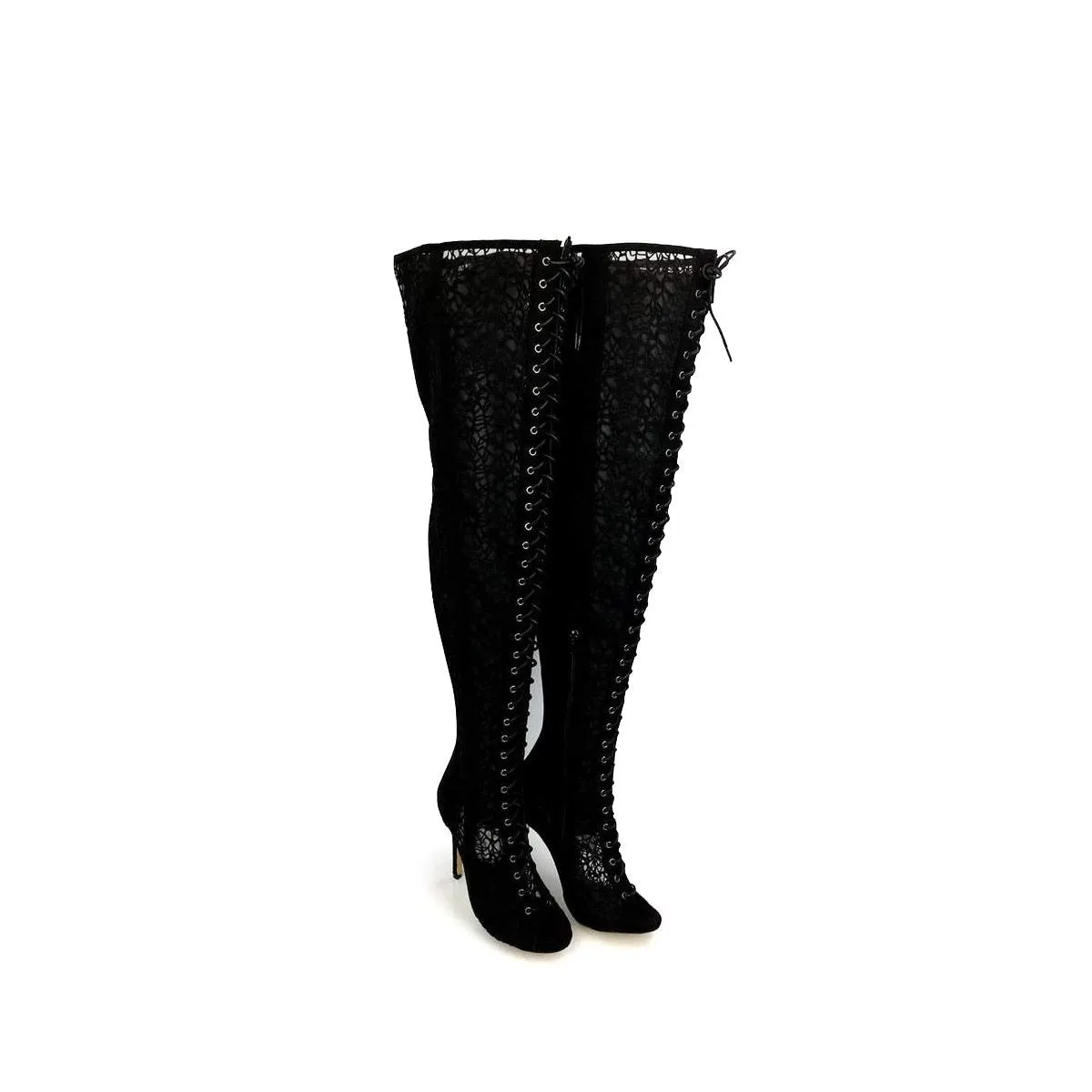 Issie Stiletto Lace Over Knee Boot