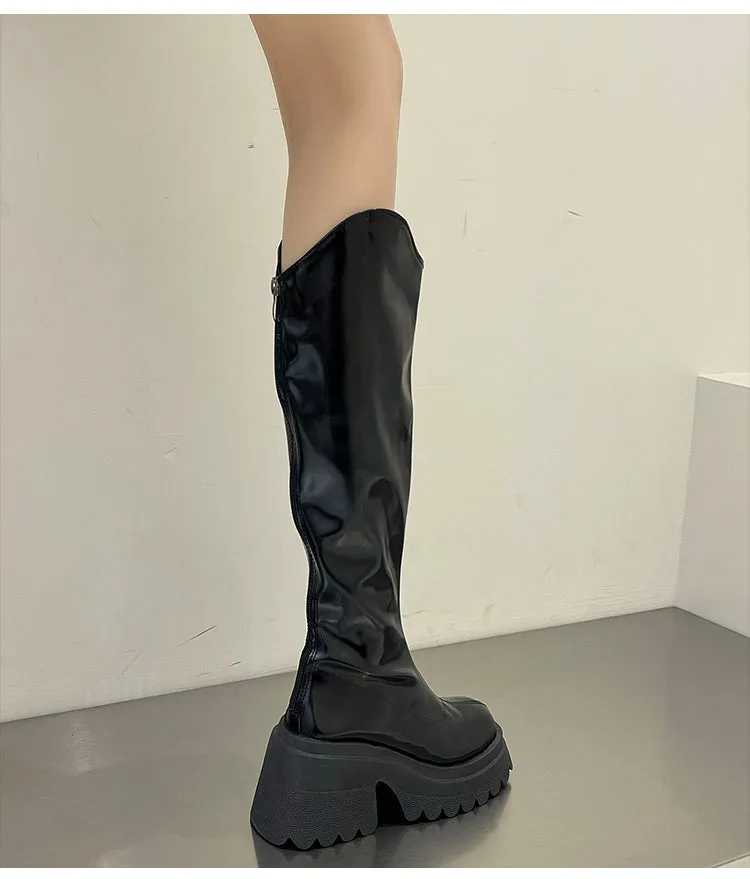 Jordin-300 Patent Leather Knee-High Boots