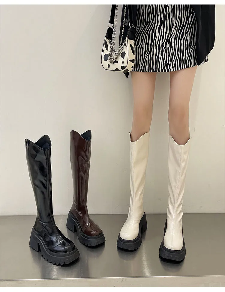 Jordin-300 Patent Leather Knee-High Boots