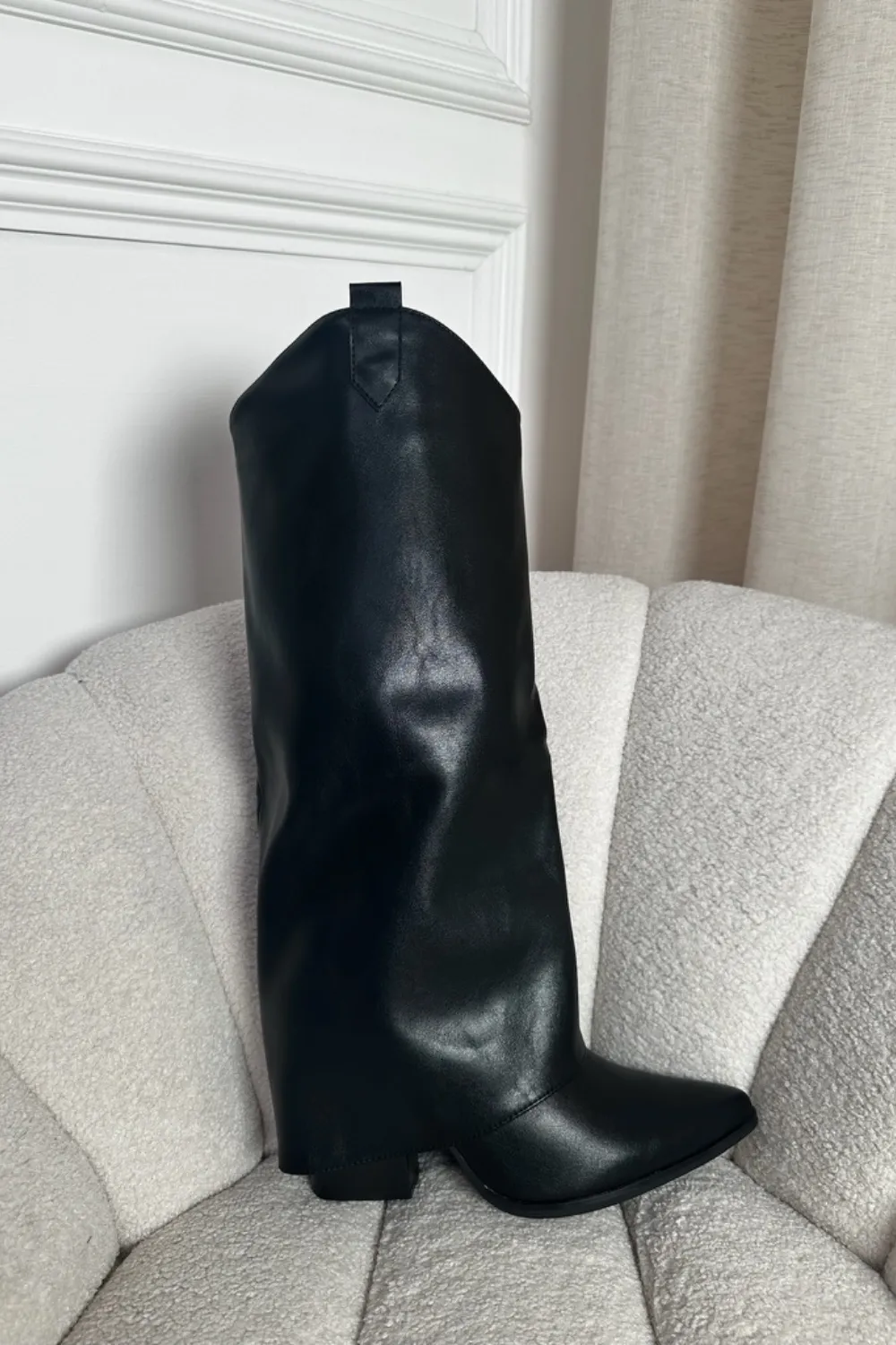 Kendal black knee high foldover boots