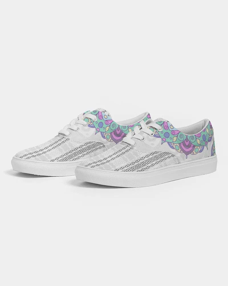 Light Blue Striped Ethnic | Women's | Canvas Sneakers