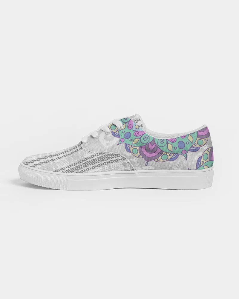 Light Blue Striped Ethnic | Women's | Canvas Sneakers