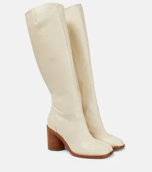 Maison Margiela knee-high leather Tabi boots, white