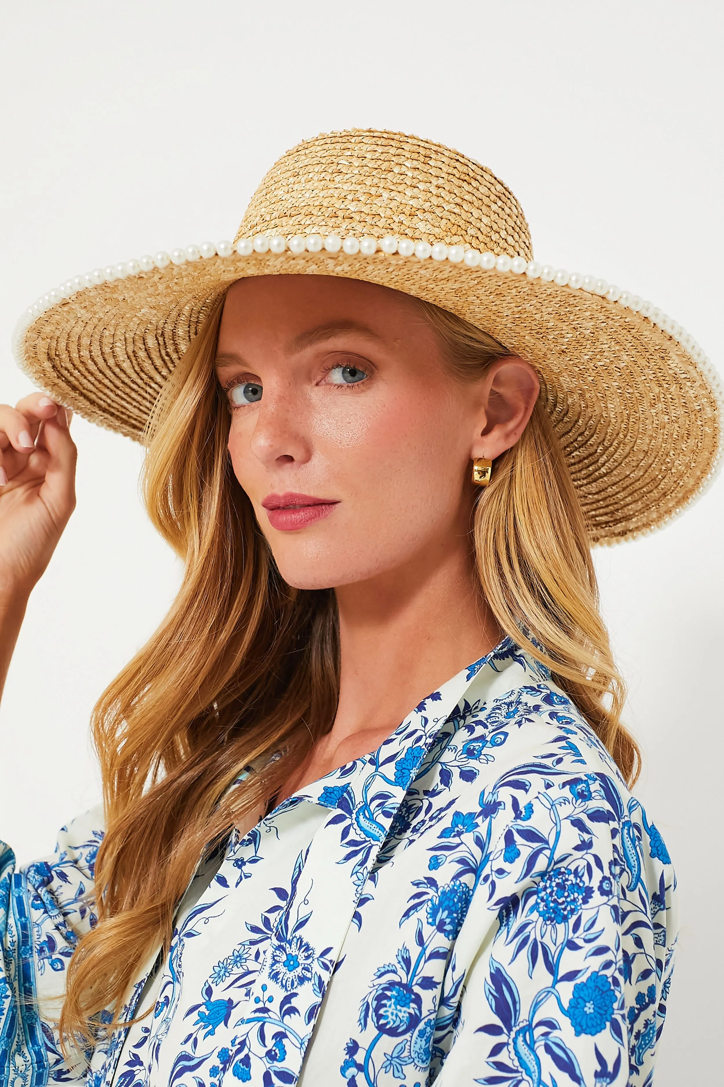 Natural Pearl Edge Straw Hat