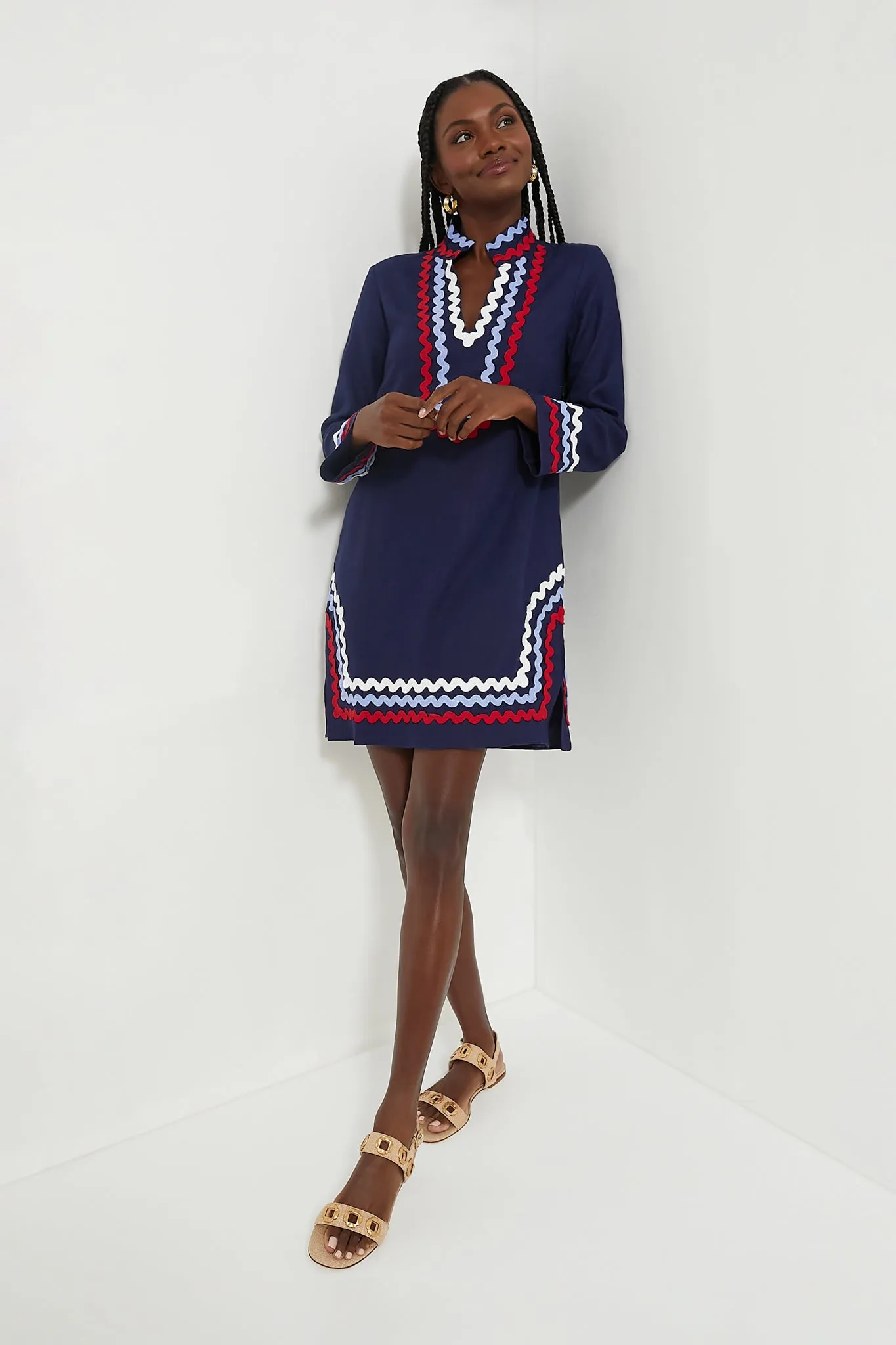 Navy Red White & Blue Long Sleeve Classic Tunic