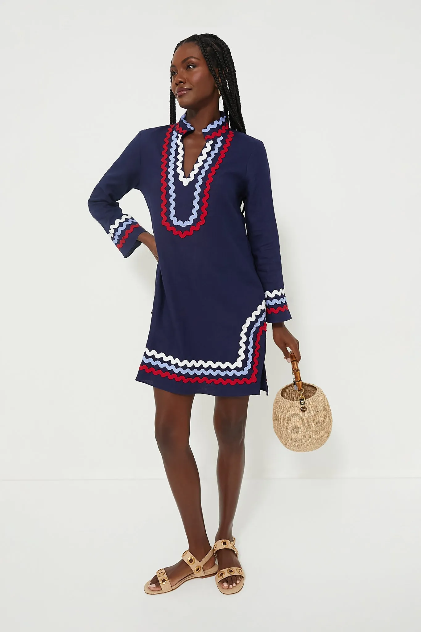 Navy Red White & Blue Long Sleeve Classic Tunic