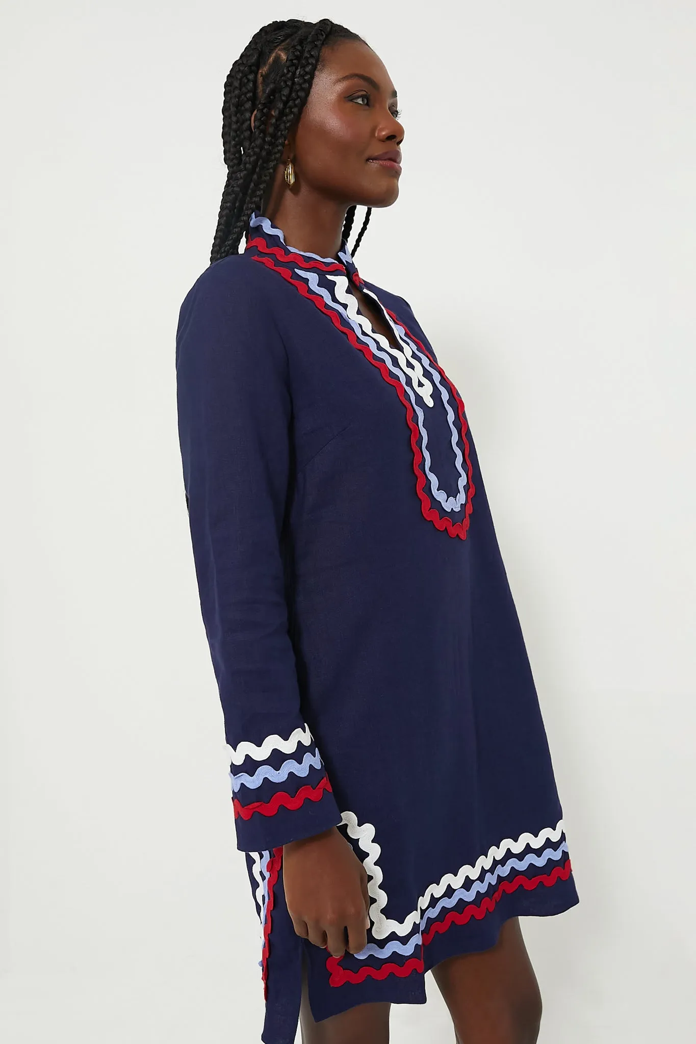 Navy Red White & Blue Long Sleeve Classic Tunic