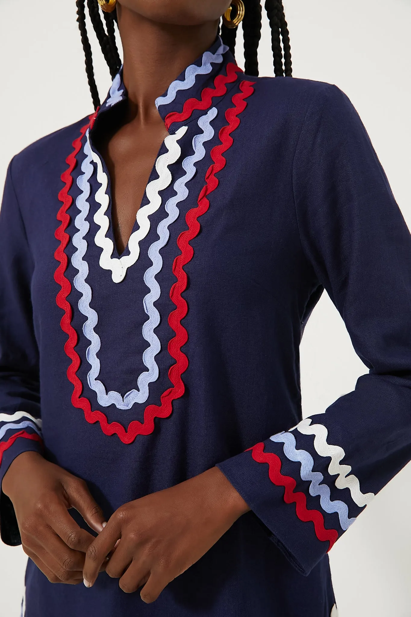 Navy Red White & Blue Long Sleeve Classic Tunic