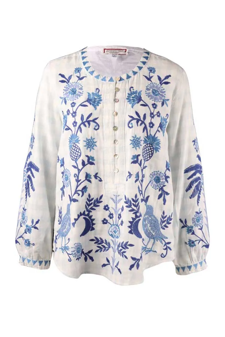 Poppy Gingham Tarra Field Henley Blouse