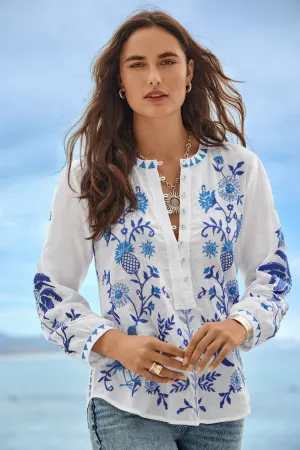 Poppy Gingham Tarra Field Henley Blouse