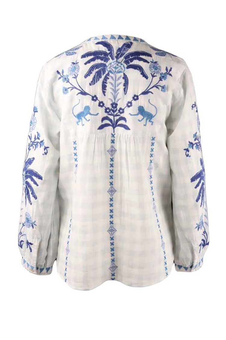 Poppy Gingham Tarra Field Henley Blouse