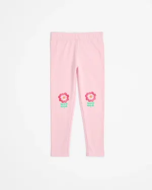 popular  Knee Patch Flower Leggings