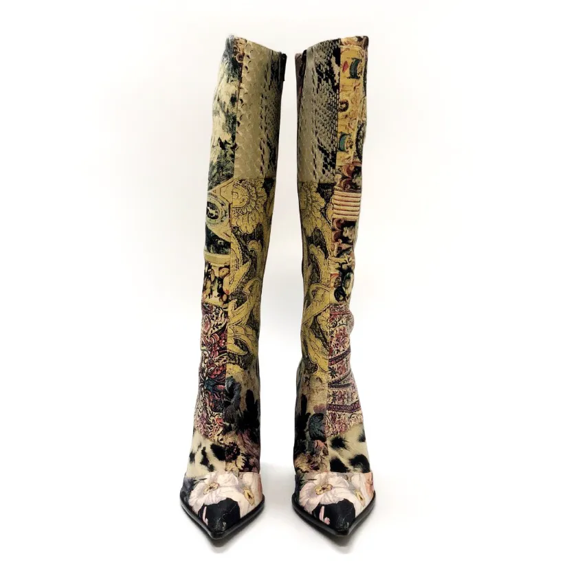 Roberto Cavalli Printed Knee High Boots