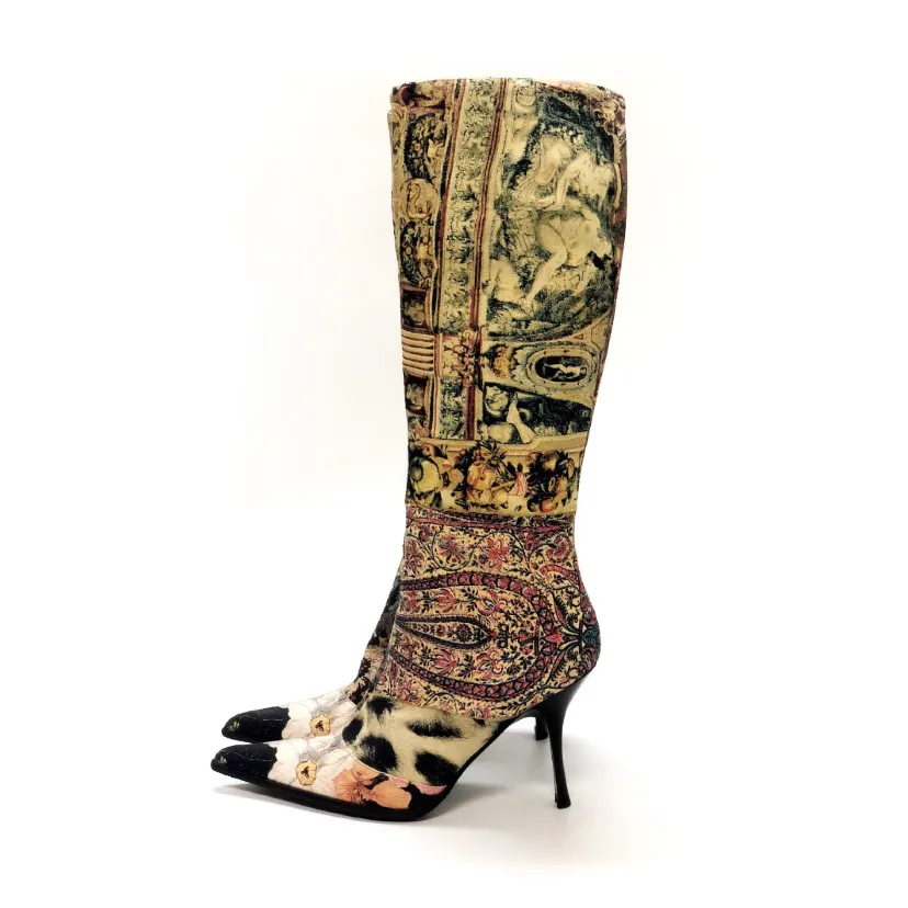 Roberto Cavalli Printed Knee High Boots
