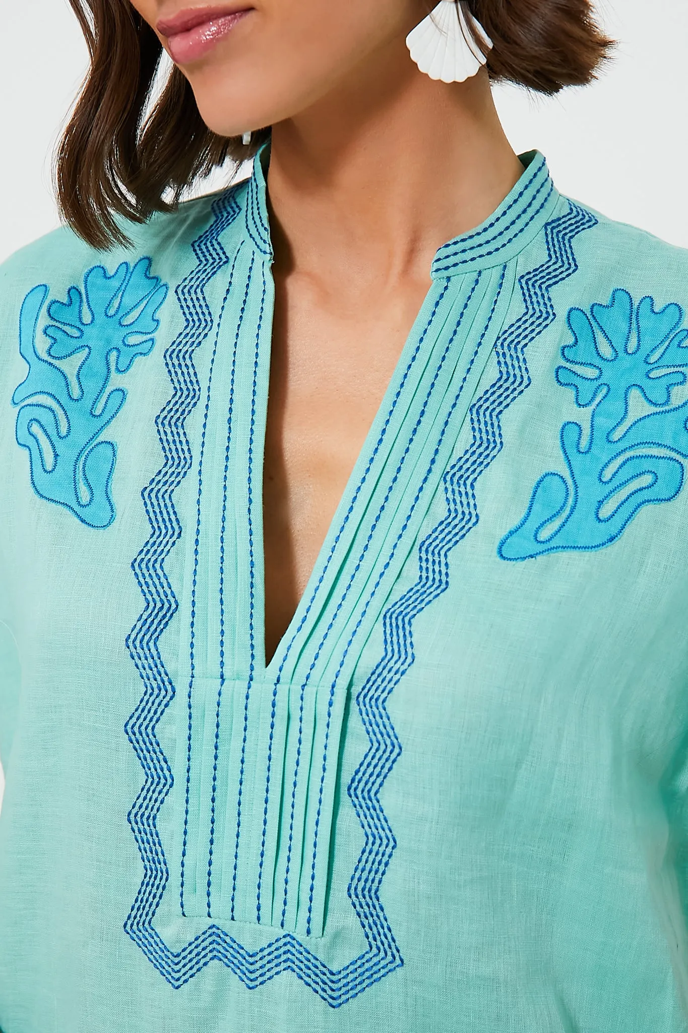 Seafoam Embroidered Aree Kaftan