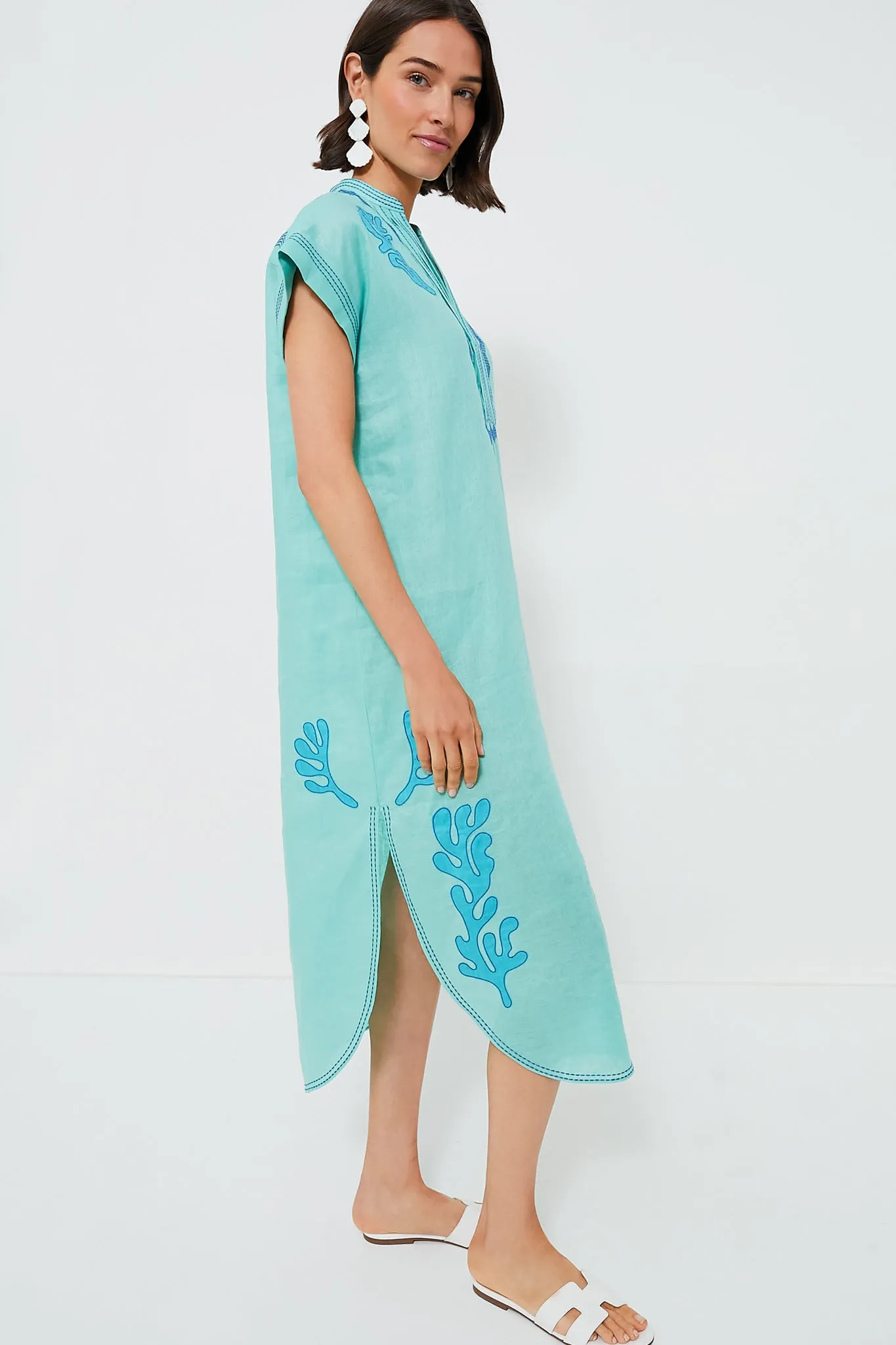 Seafoam Embroidered Aree Kaftan