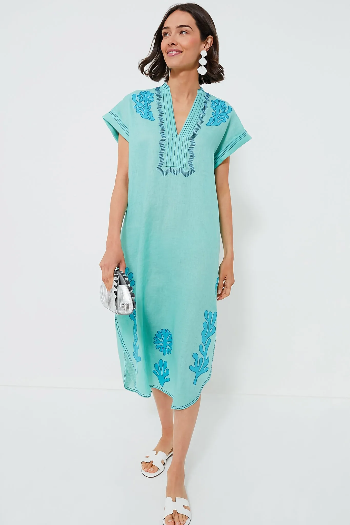 Seafoam Embroidered Aree Kaftan